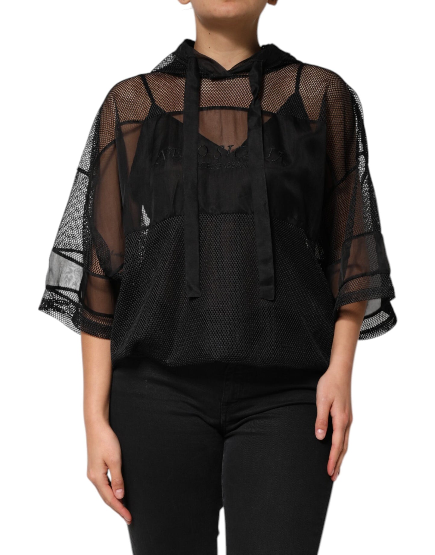 Dolce &amp; Gabbana – Schwarzer, durchsichtiger Kapuzenpullover