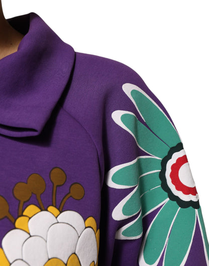 Dolce &amp; Gabbana – Lilafarbenes, langärmliges Baumwolltop mit Blumendruck