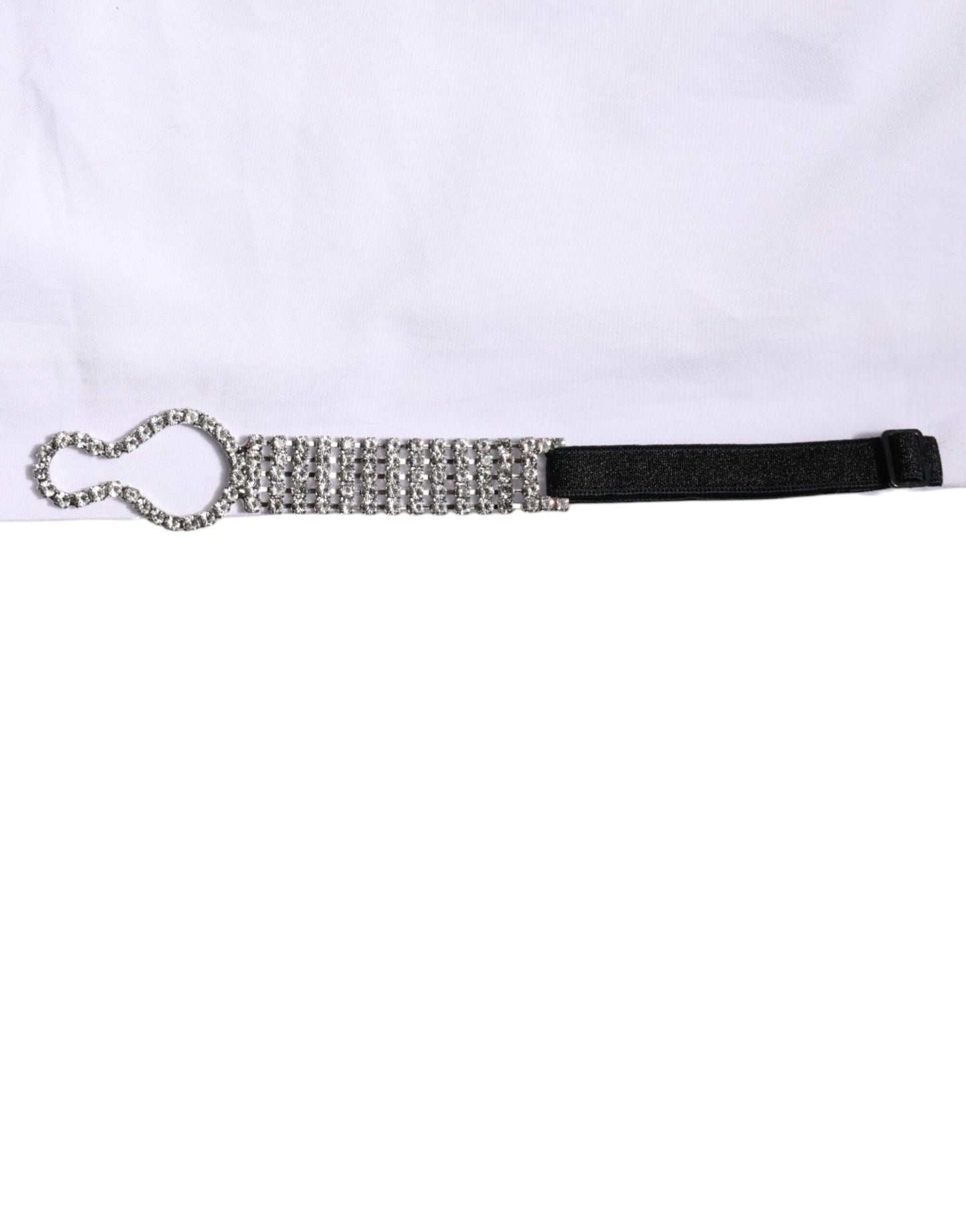 Dolce &amp; Gabbana – Weißes Hemdoberteil mit Kristallverzierung und Kragen