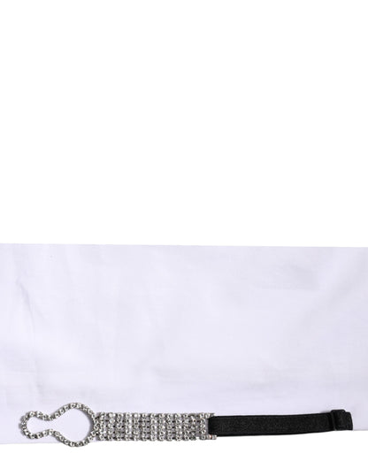 Dolce &amp; Gabbana – Weißes Hemdoberteil mit Kristallverzierung und Kragen