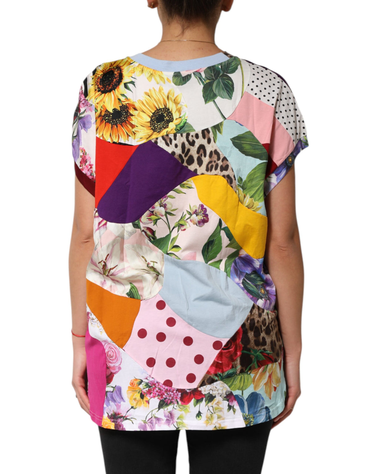 Dolce &amp; Gabbana Mehrfarbiges Patchwork-Blusetop aus Baumwolle und Seide