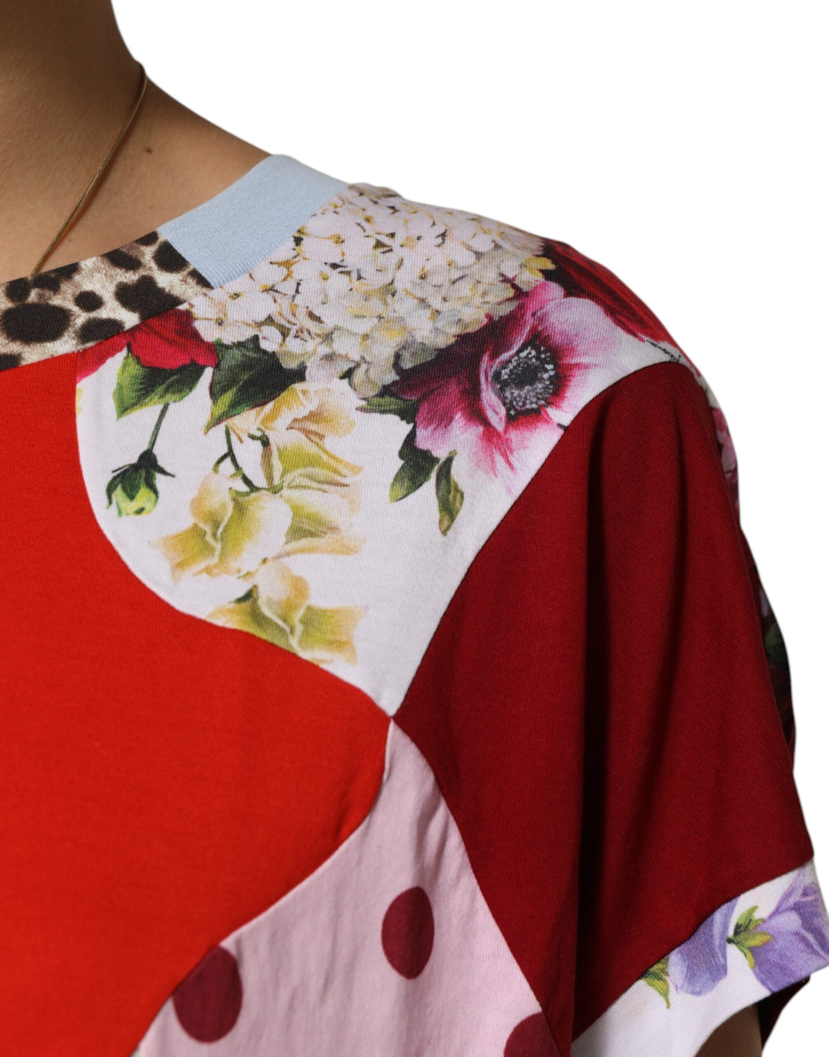 Dolce &amp; Gabbana Mehrfarbiges Patchwork-Blusetop aus Baumwolle und Seide