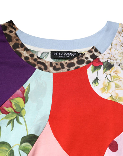 Dolce &amp; Gabbana Mehrfarbiges Patchwork-Blusetop aus Baumwolle und Seide