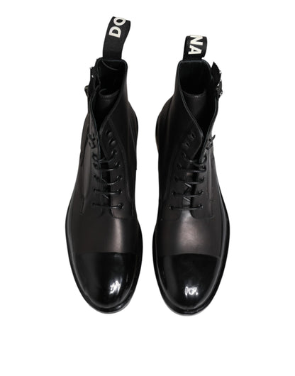 Dolce &amp; Gabbana Braun Schwarz Schnürstiefeletten Halbhohe Herrenschuhe