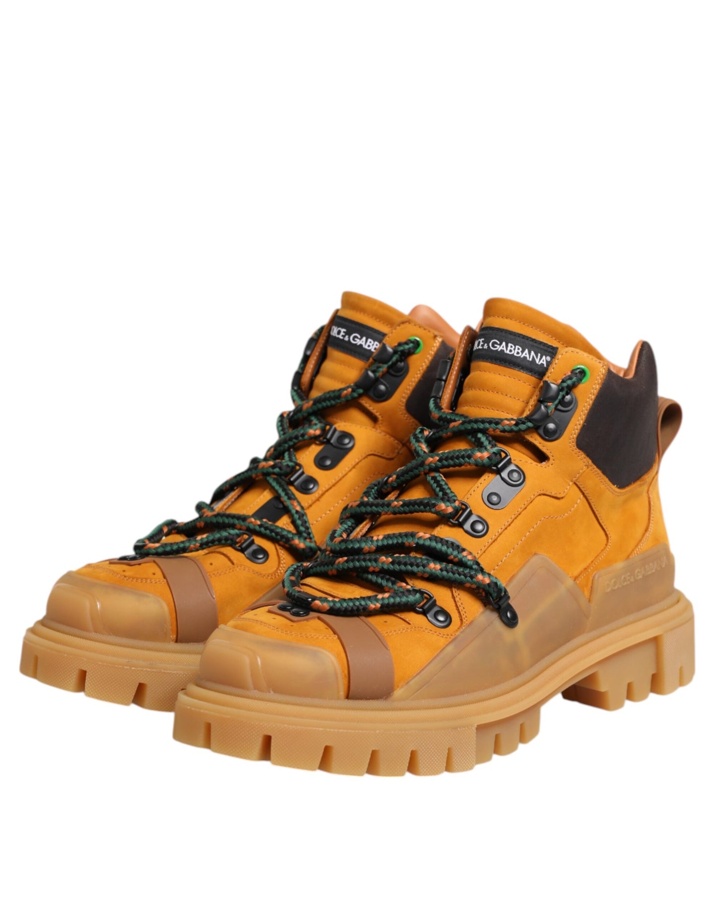 Dolce &amp; Gabbana – Orangefarbene Trekking-Stiefeletten mit Schnürung