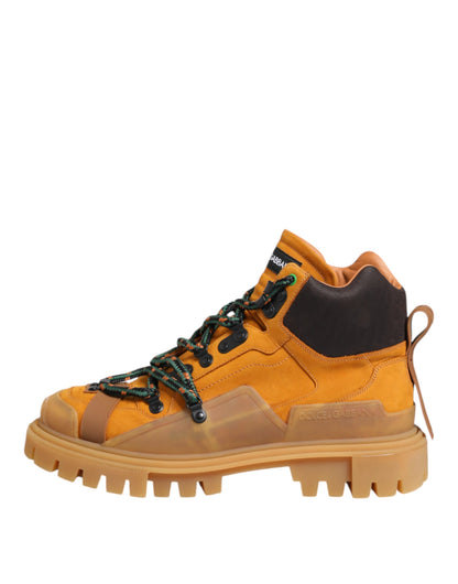 Dolce &amp; Gabbana – Orangefarbene Trekking-Stiefeletten mit Schnürung