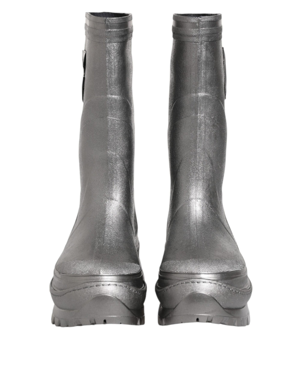 Dolce &amp; Gabbana Metallic Silber Pull On Regenstiefel Schuhe