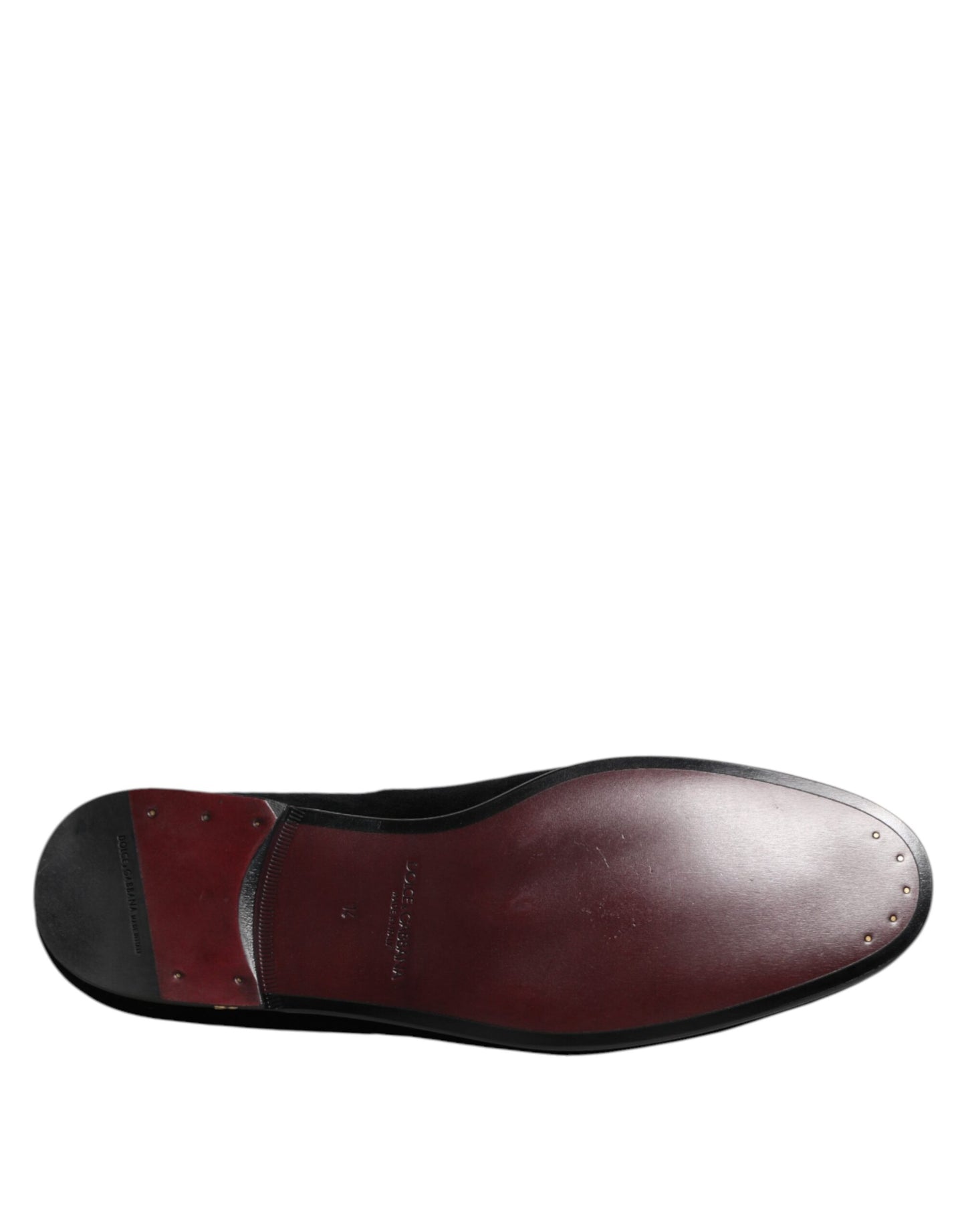Dolce &amp; Gabbana Herren-Loafer aus schwarzem Samt mit goldener Krone