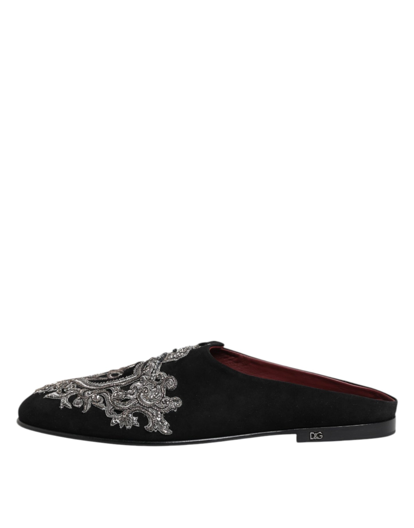 Dolce &amp; Gabbana – Schwarze Samt-Slipper „DG Crown“