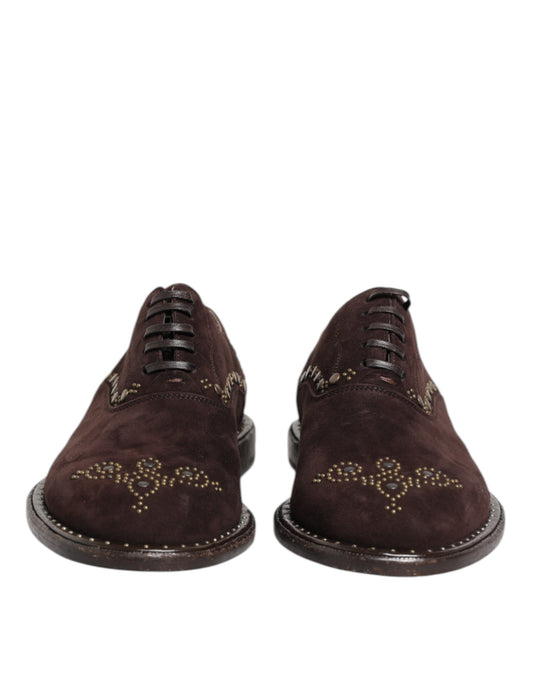 Dolce &amp; Gabbana – Oxford-Schuhe mit Schnürung aus braunem Samt