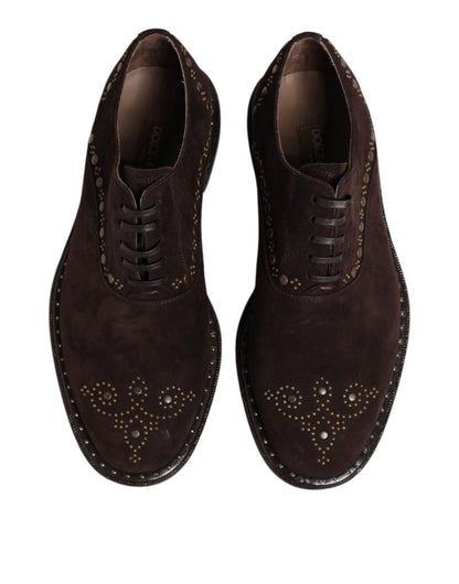 Dolce &amp; Gabbana – Oxford-Schuhe mit Schnürung aus braunem Samt