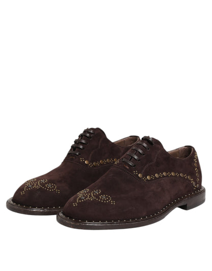 Dolce &amp; Gabbana – Oxford-Schuhe mit Schnürung aus braunem Samt