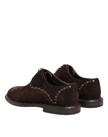 Dolce &amp; Gabbana – Oxford-Schuhe mit Schnürung aus braunem Samt