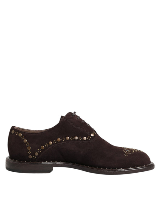 Dolce &amp; Gabbana – Oxford-Schuhe mit Schnürung aus braunem Samt