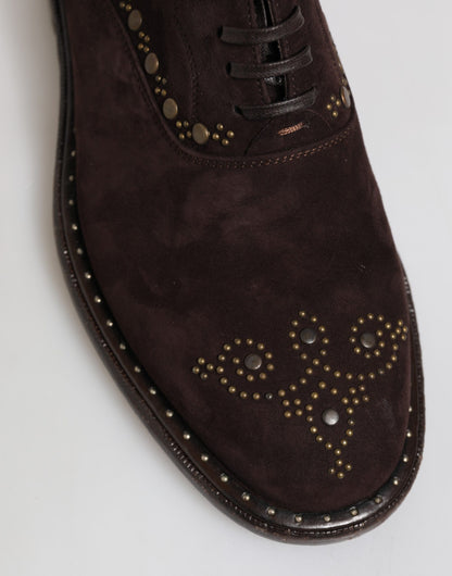 Dolce &amp; Gabbana – Oxford-Schuhe mit Schnürung aus braunem Samt
