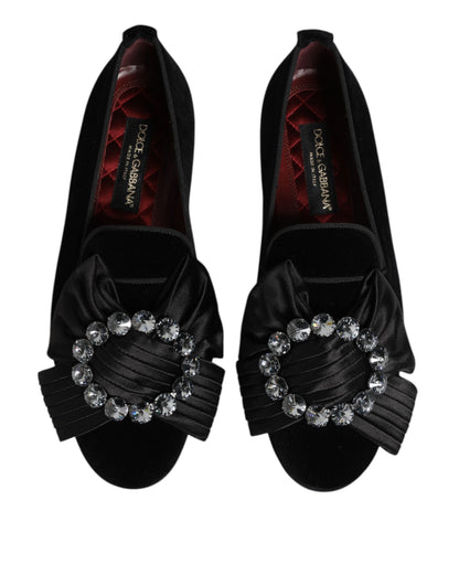 Dolce &amp; Gabbana – Schwarze VATICANO-Slipper mit Kristallband