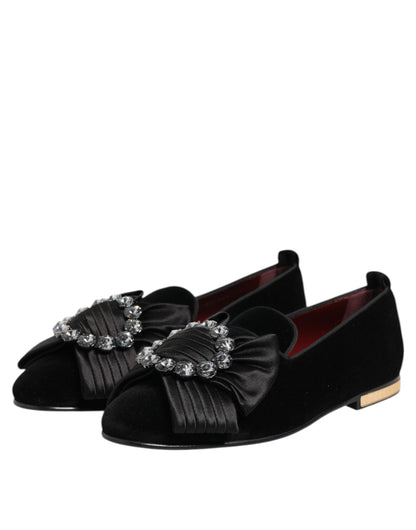 Dolce &amp; Gabbana – Schwarze VATICANO-Slipper mit Kristallband