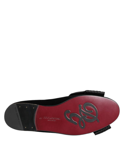 Dolce &amp; Gabbana – Schwarze VATICANO-Slipper mit Kristallband