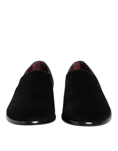 Dolce &amp; Gabbana – Schwarze Loafer aus Samt für formelle Herren