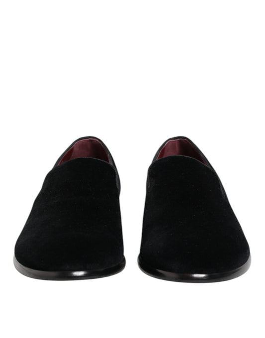 Dolce &amp; Gabbana – Schwarze Loafer aus Samt für formelle Herren