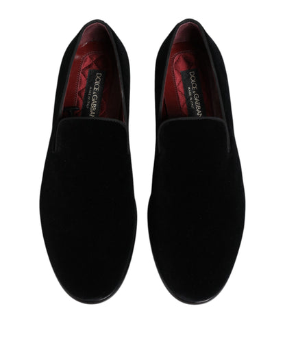Dolce &amp; Gabbana – Schwarze Loafer aus Samt für formelle Herren