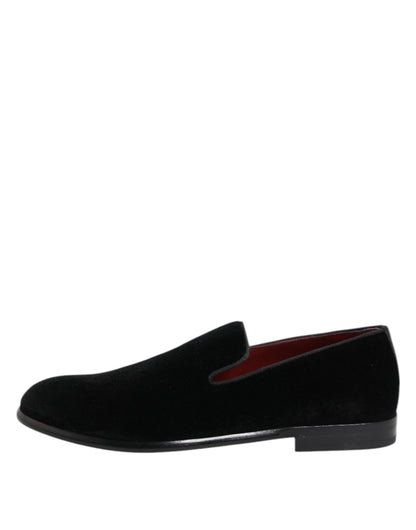 Dolce &amp; Gabbana – Schwarze Loafer aus Samt für formelle Herren