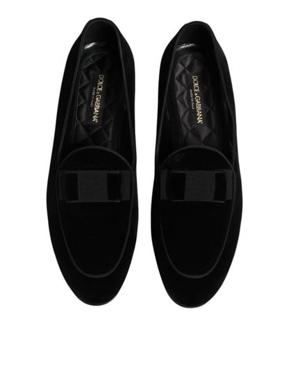 Dolce &amp; Gabbana – Schwarze Loafer aus Samt für formelle Herren