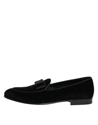 Dolce &amp; Gabbana – Schwarze Loafer aus Samt für formelle Herren