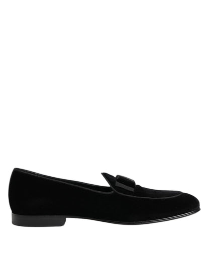 Dolce &amp; Gabbana – Schwarze Loafer aus Samt für formelle Herren