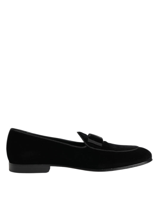 Dolce &amp; Gabbana – Schwarze Loafer aus Samt für formelle Herren