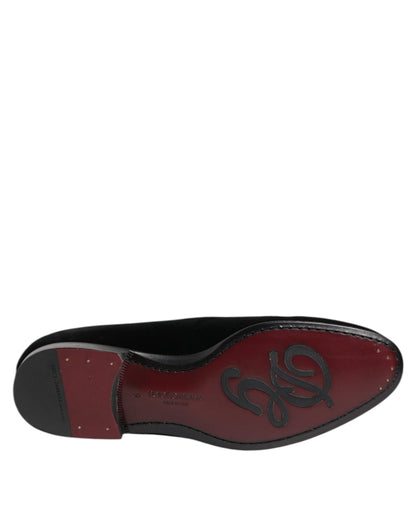 Dolce &amp; Gabbana – Schwarze Loafer aus Samt für formelle Herren