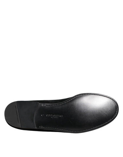 Dolce &amp; Gabbana Schwarze Jacquard-Loafer, formelle Herrenschuhe