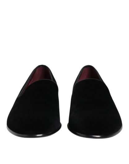 Dolce &amp; Gabbana – Slipper aus schwarzem Samt für Herren – Formelle Schuhe