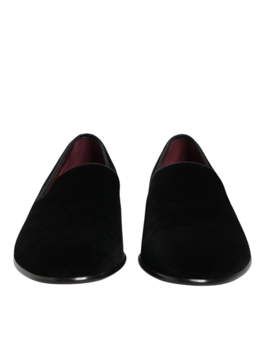 Dolce &amp; Gabbana – Slipper aus schwarzem Samt für Herren – Formelle Schuhe