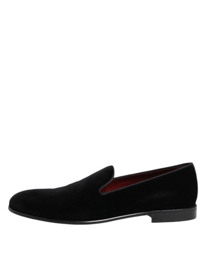 Dolce &amp; Gabbana – Slipper aus schwarzem Samt für Herren – Formelle Schuhe