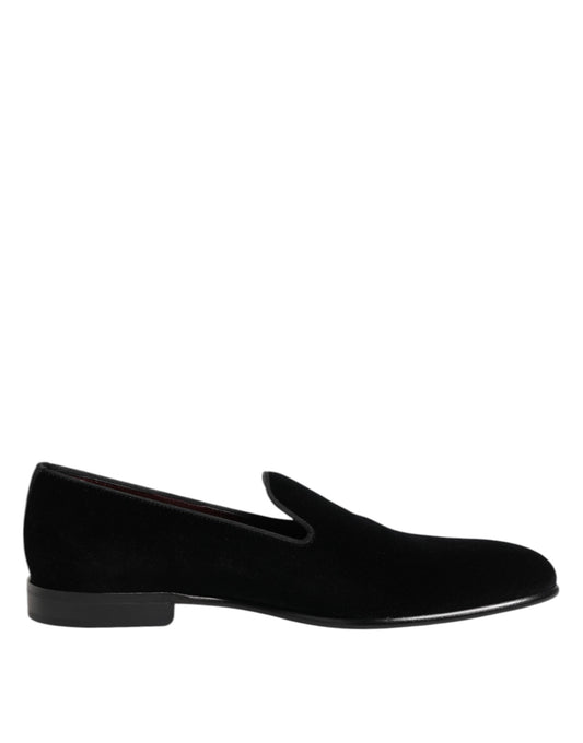 Dolce &amp; Gabbana – Slipper aus schwarzem Samt für Herren – Formelle Schuhe