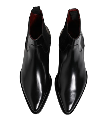 Dolce &amp; Gabbana – MILLENIALS – Wadenhohe Stiefel aus schwarzem Leder