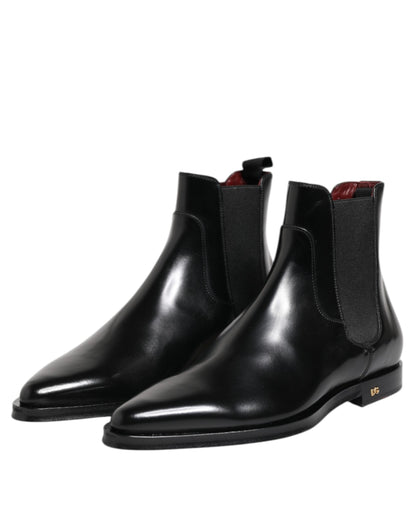 Dolce &amp; Gabbana – MILLENIALS – Wadenhohe Stiefel aus schwarzem Leder