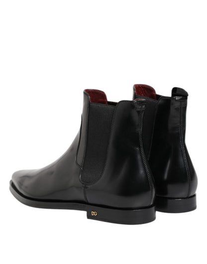 Dolce &amp; Gabbana – MILLENIALS – Wadenhohe Stiefel aus schwarzem Leder