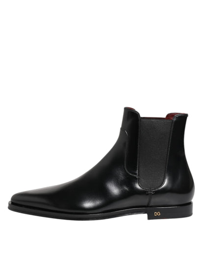 Dolce &amp; Gabbana – MILLENIALS – Wadenhohe Stiefel aus schwarzem Leder