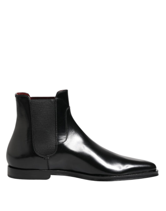 Dolce &amp; Gabbana – MILLENIALS – Wadenhohe Stiefel aus schwarzem Leder