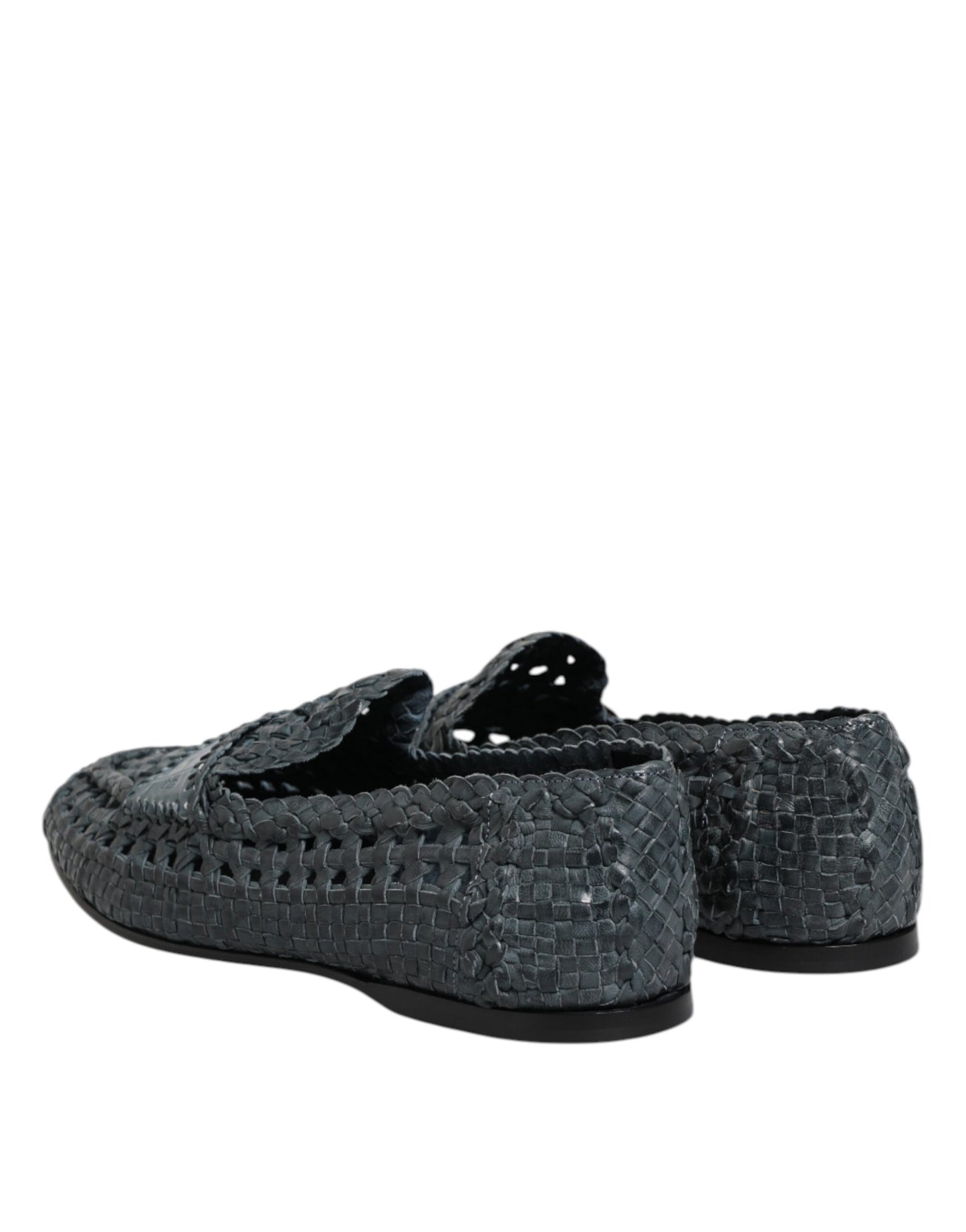 Dolce &amp; Gabbana – Blaue Slipper-Schuhe aus gewebtem Bast
