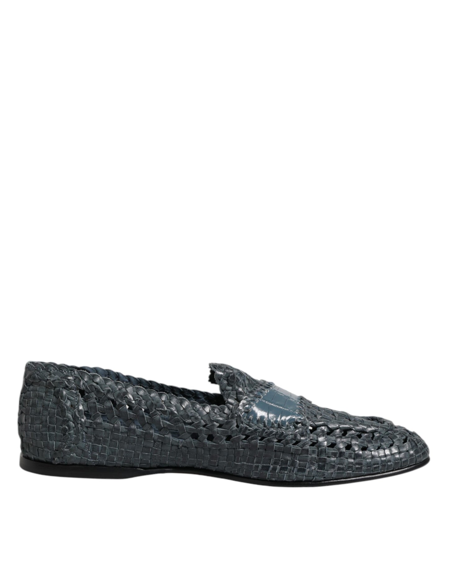 Dolce &amp; Gabbana – Blaue Slipper-Schuhe aus gewebtem Bast