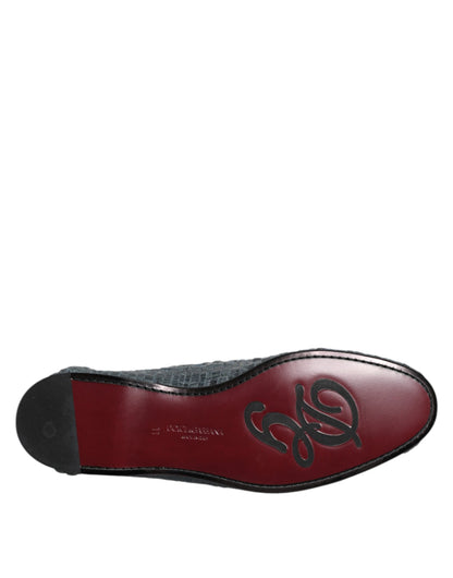 Dolce &amp; Gabbana – Blaue Slipper-Schuhe aus gewebtem Bast