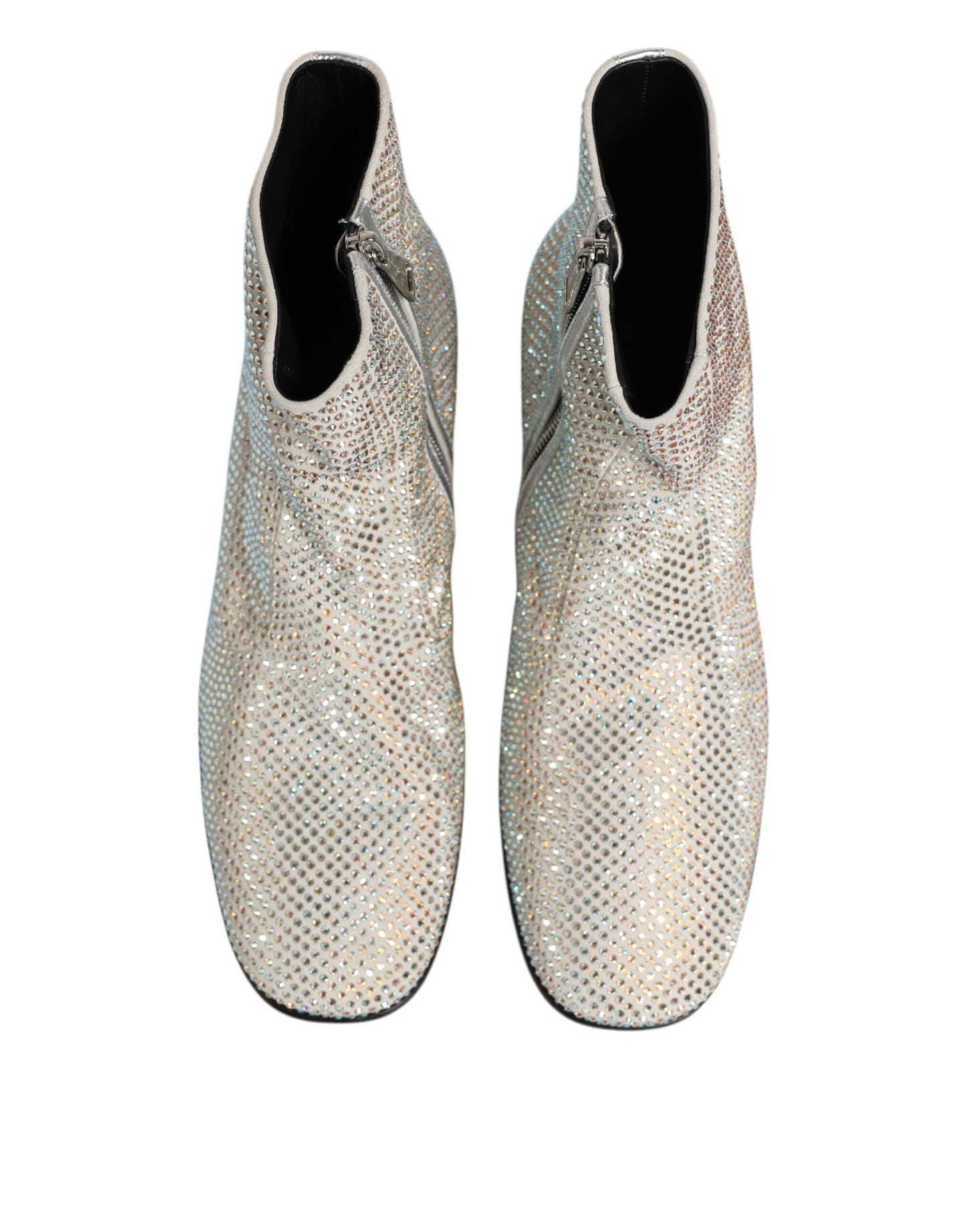 Dolce &amp; Gabbana Weiß Strass DG Logo Heels Ankle Boots Schuhe