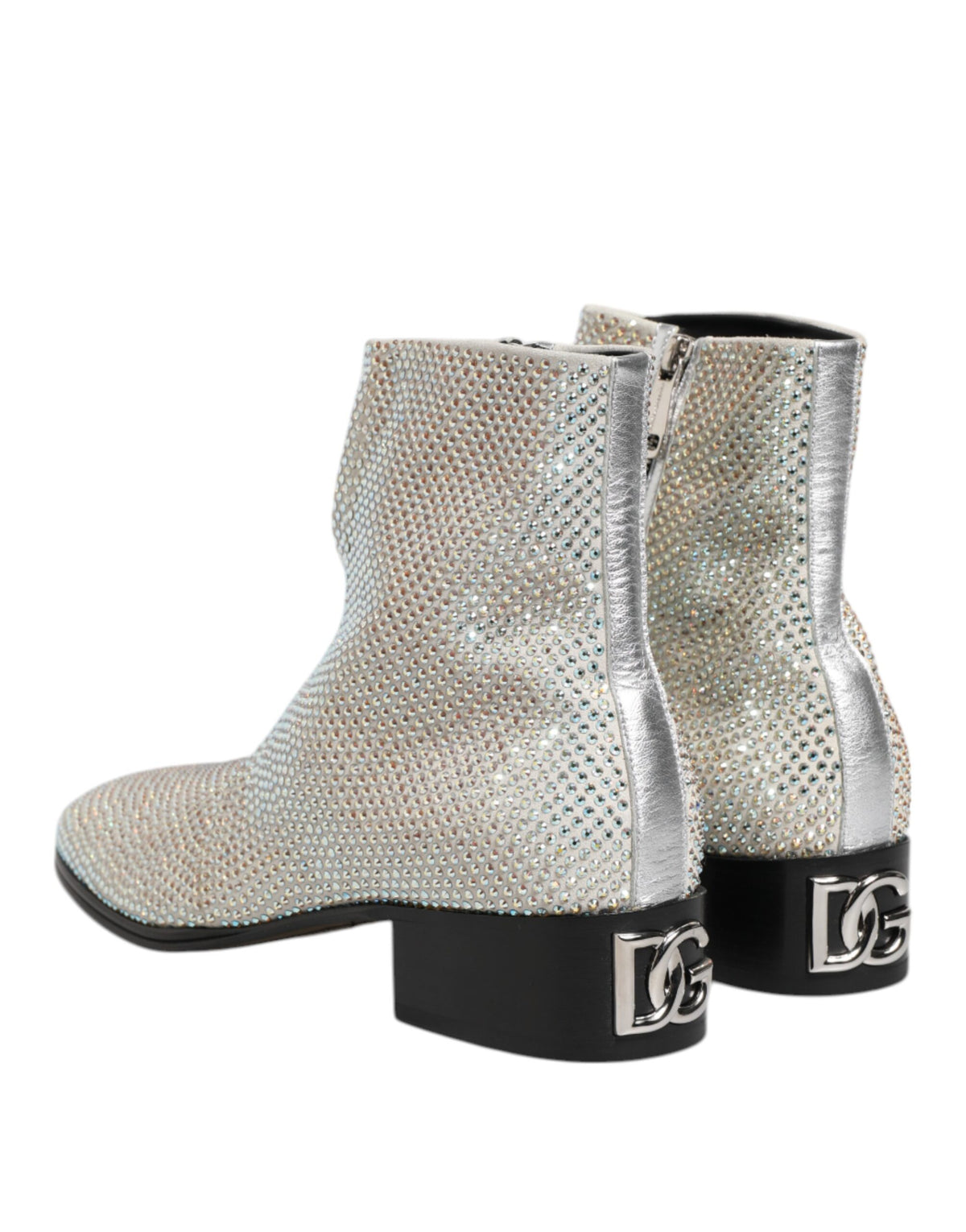Dolce &amp; Gabbana Weiß Strass DG Logo Heels Ankle Boots Schuhe