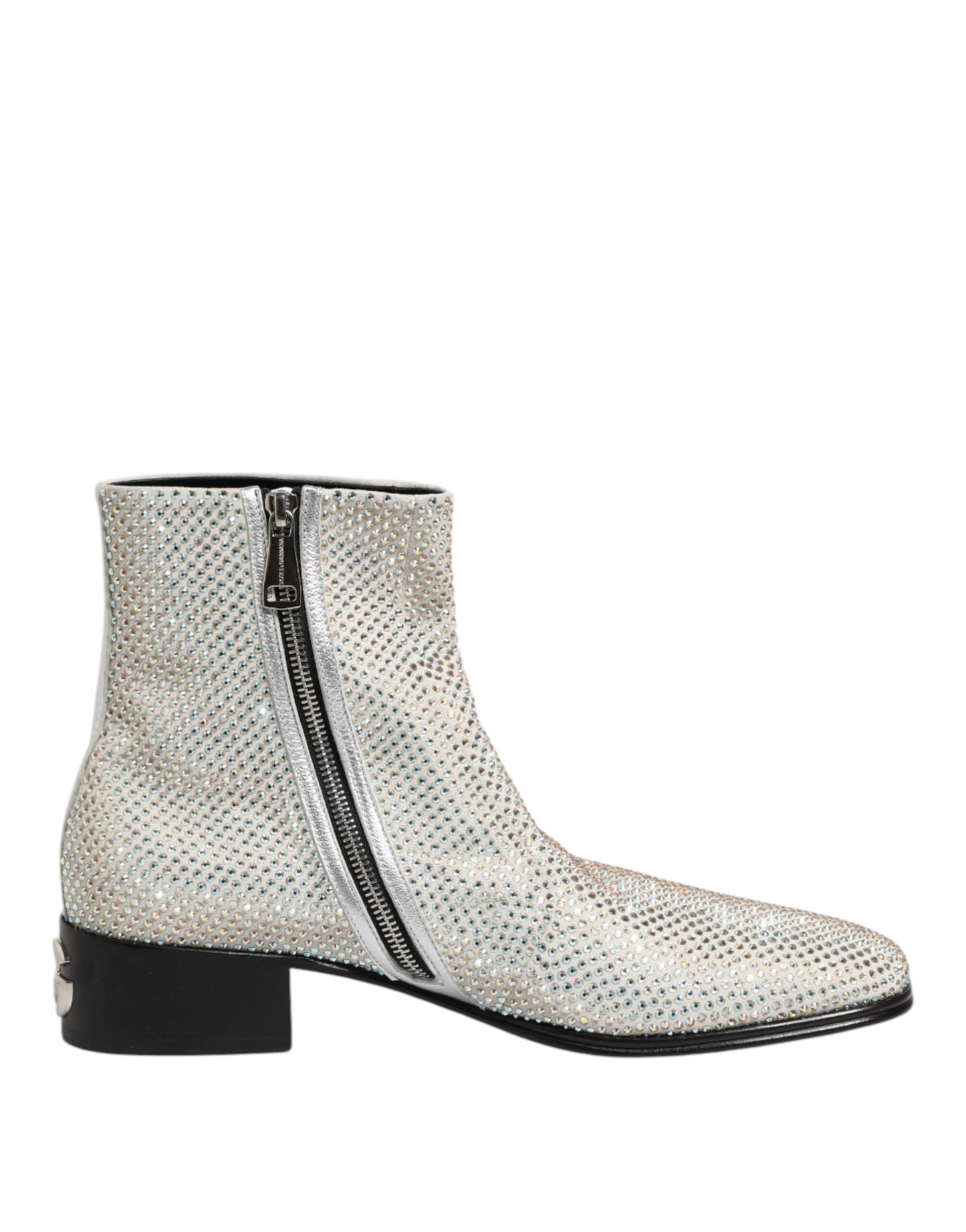 Dolce &amp; Gabbana Weiß Strass DG Logo Heels Ankle Boots Schuhe
