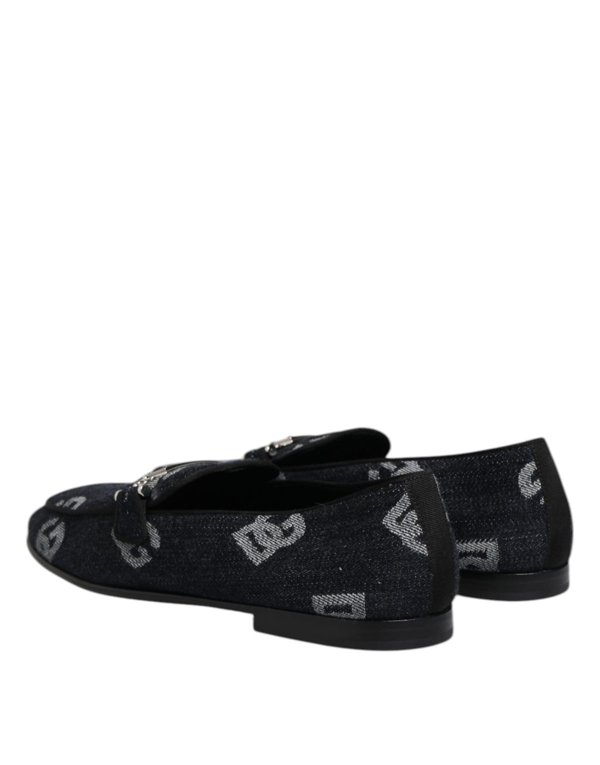 Dolce &amp; Gabbana – Blaue Baumwoll-Loafer mit Logo, formelle Abendschuhe