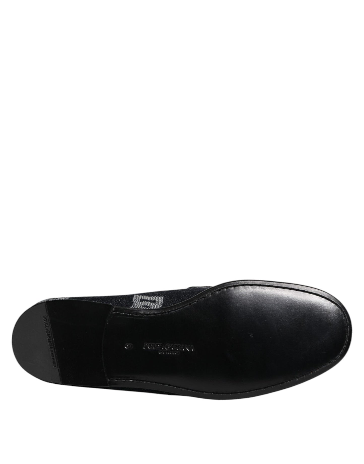 Dolce &amp; Gabbana – Blaue Baumwoll-Loafer mit Logo, formelle Abendschuhe