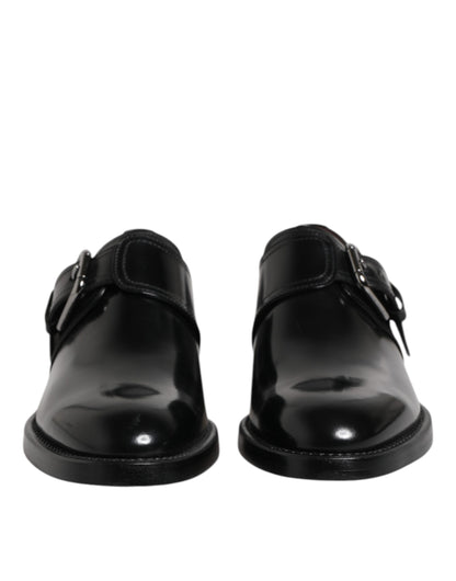 Dolce &amp; Gabbana – Formelle Derby-Schuhe aus schwarzem Leder mit Monkstrap